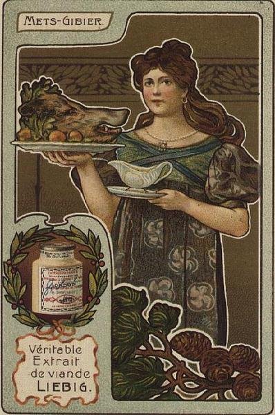 Liebig italienskt illustrerat matkort, tidigt 1900-tal av French School