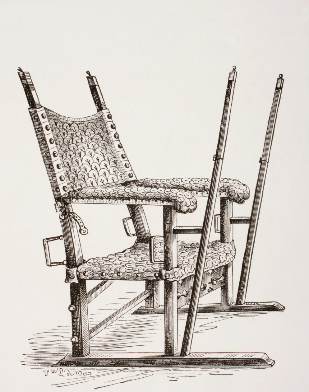 Ströstol använd av Carlos I av Spanien, från Les Arts au Moyen Age, publicerad 1873 av French School
