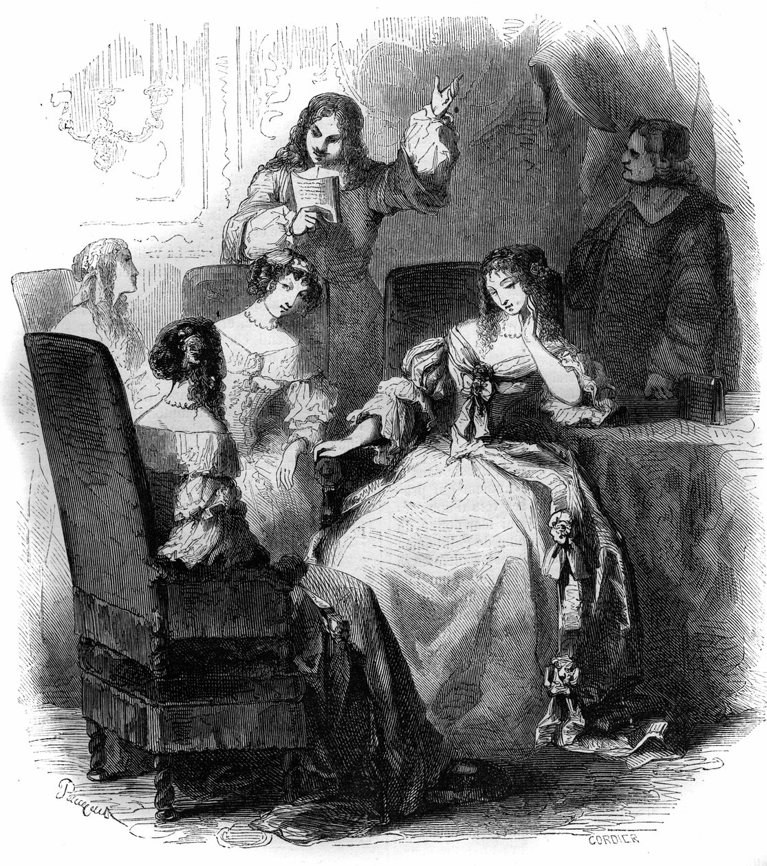 Litterär salong: poeten Jean Renaud de Segrais (1624-1701) vid Anne Marie Louise d