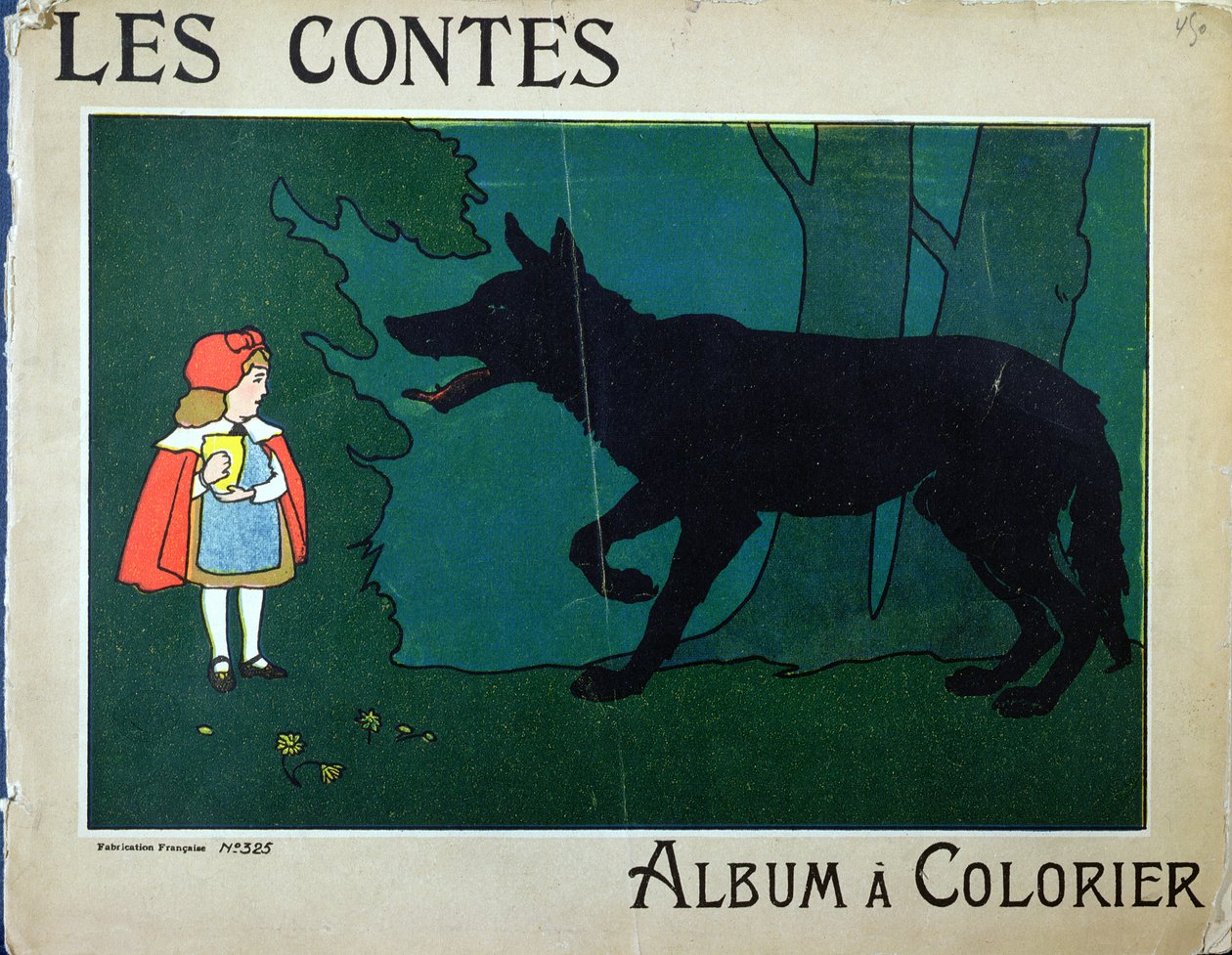Rödluvan och vargen, omslagsillustration till ett barns målarbok, c.1910 av French School