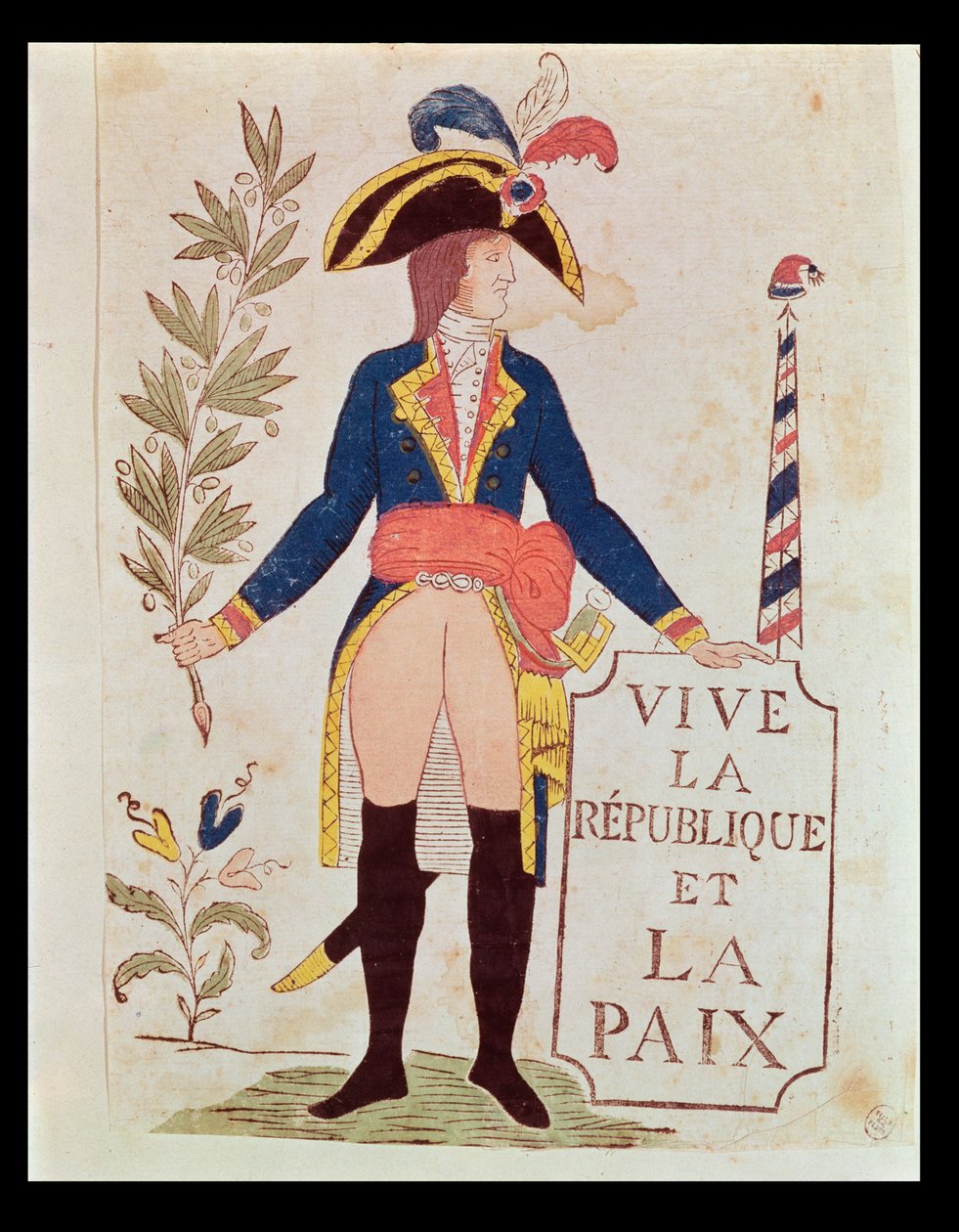 Länge leve republiken och freden, c.1795-99 (färgad trästicksgravyr) av French School
