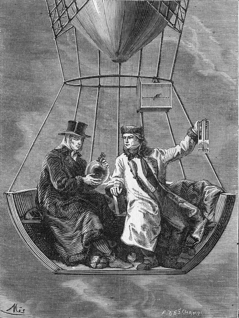 Louis-Joseph Gay-Lussac (Louis Joseph Gay Lussac) och Biot gör fysikexperiment på 4 000 meters höjd - i "Album de la Science; berömda vetenskapsmän; Stora upptäckter””” 1896. av French School