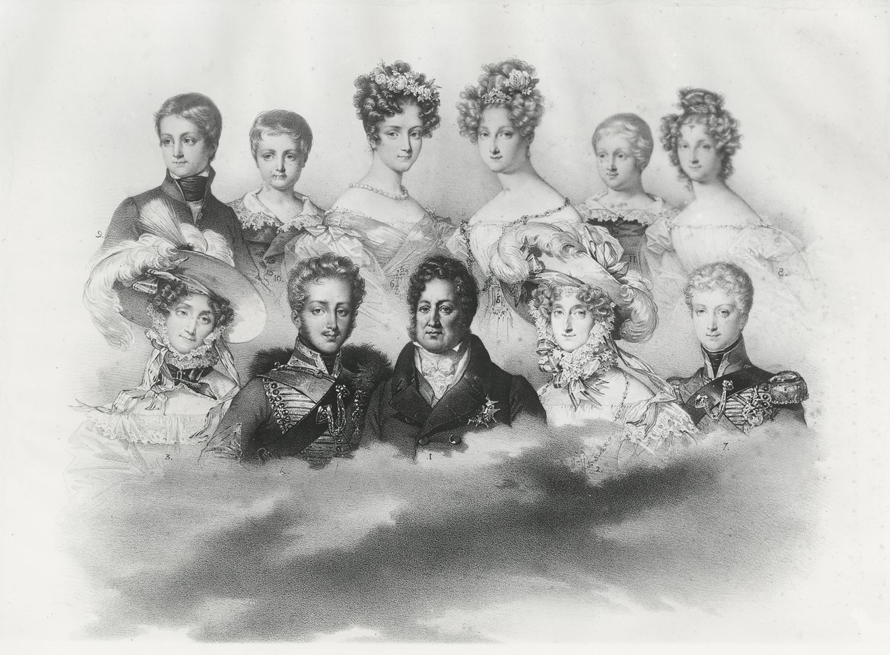 Louis-Philippe I och hans familj 1830 (gravyr) av French School