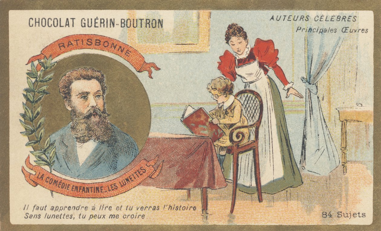 Louis Gustave Fortune Regensbonne (1827-1900), fransk man av bokstäver, författare till "La comedie enfantine - Les lunettes" (1861) av French School
