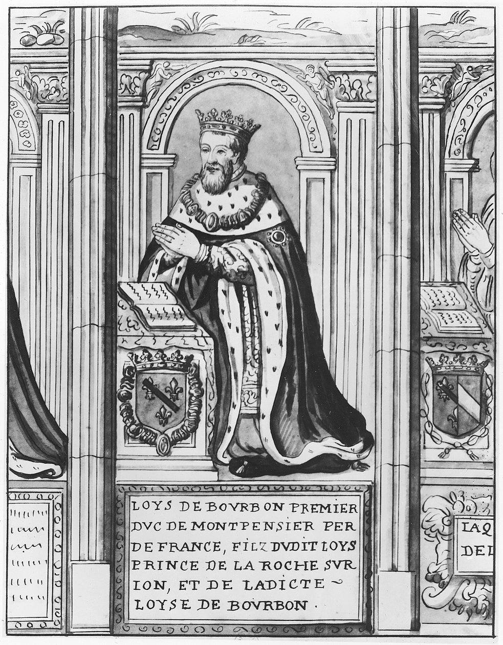 Ludvig II av Bourbon, hertig av Montpensier (litho) av French School