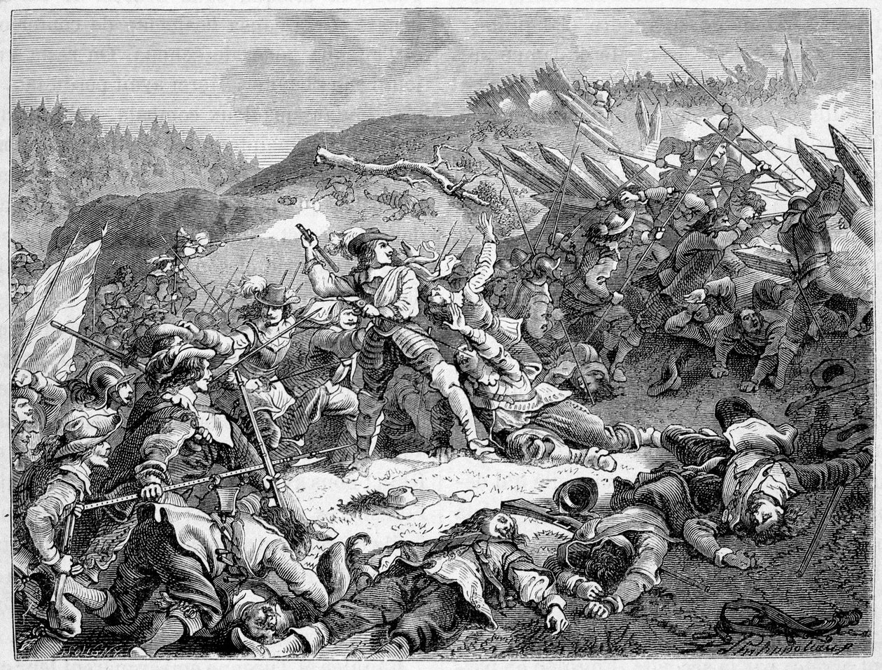 Ludvig II av Bourbon, prins av Conde (Bourbon-Conde) (Grand Conde) (1621-1686) vid slaget vid Fribourg (1644). av French School