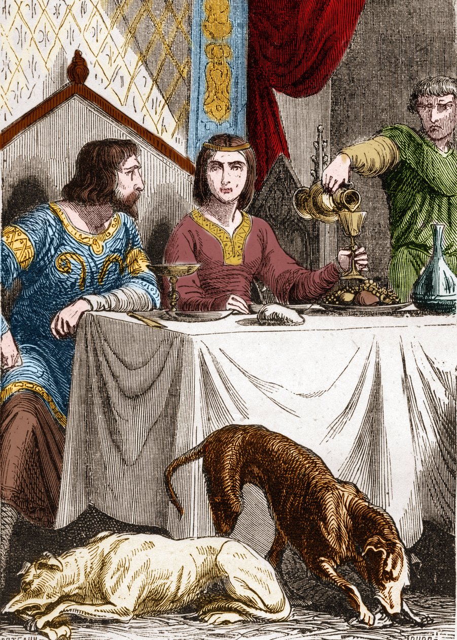 Ludvig VII den unge eller den fromme (1120-1180) med sin hustru Alienor av Aquitaine (1122-1204) (eller Eleonore av Guyenne). av French School