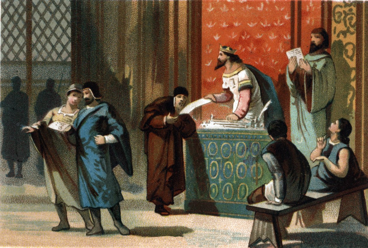 Louis VI dit Le Gros (1081-1137) gav kommunernas portobrev. Kromolitografi omkring 1890. av French School