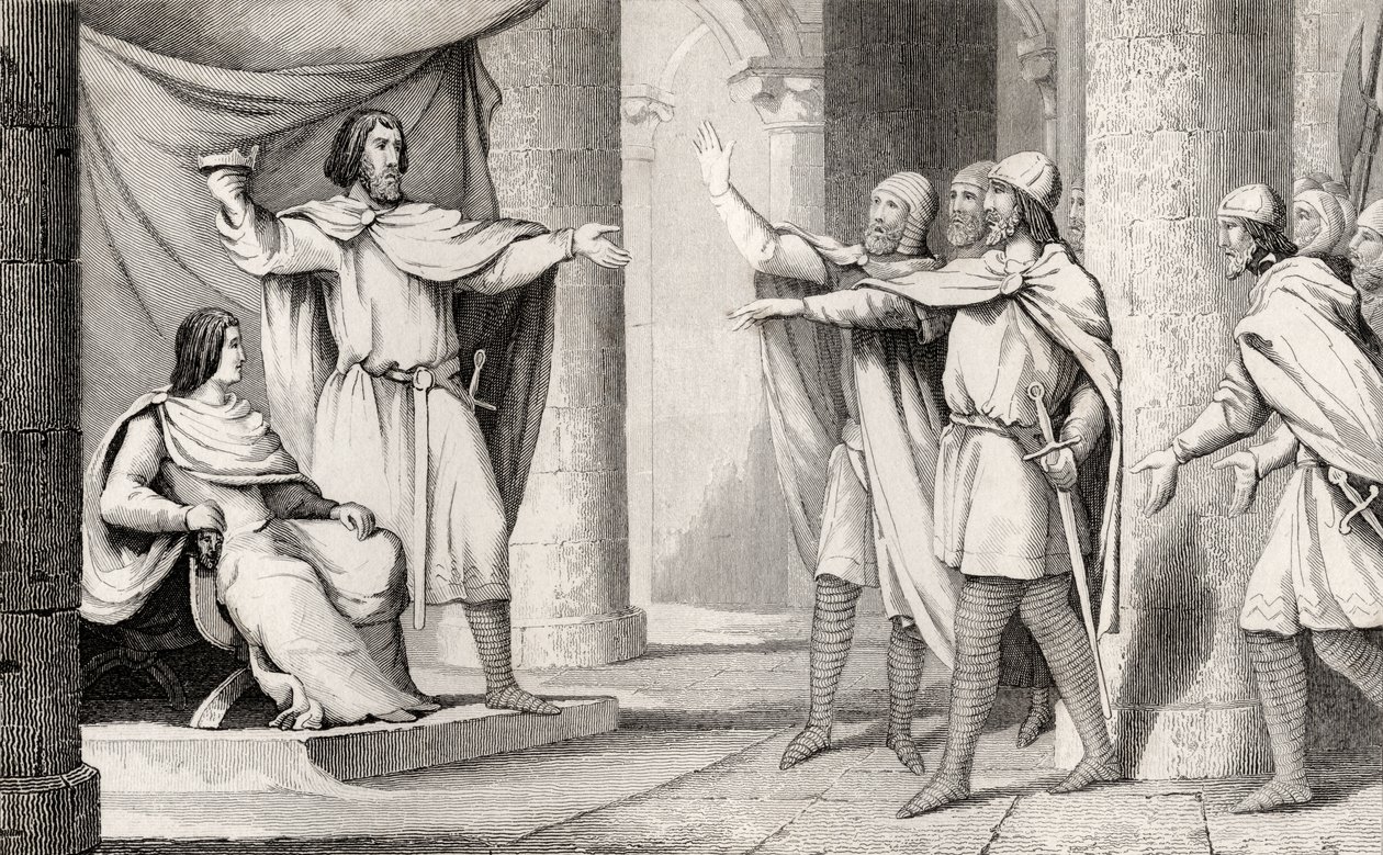 Ludvig V (967-87) Loafer visar sin krona för sina anhängare, från 