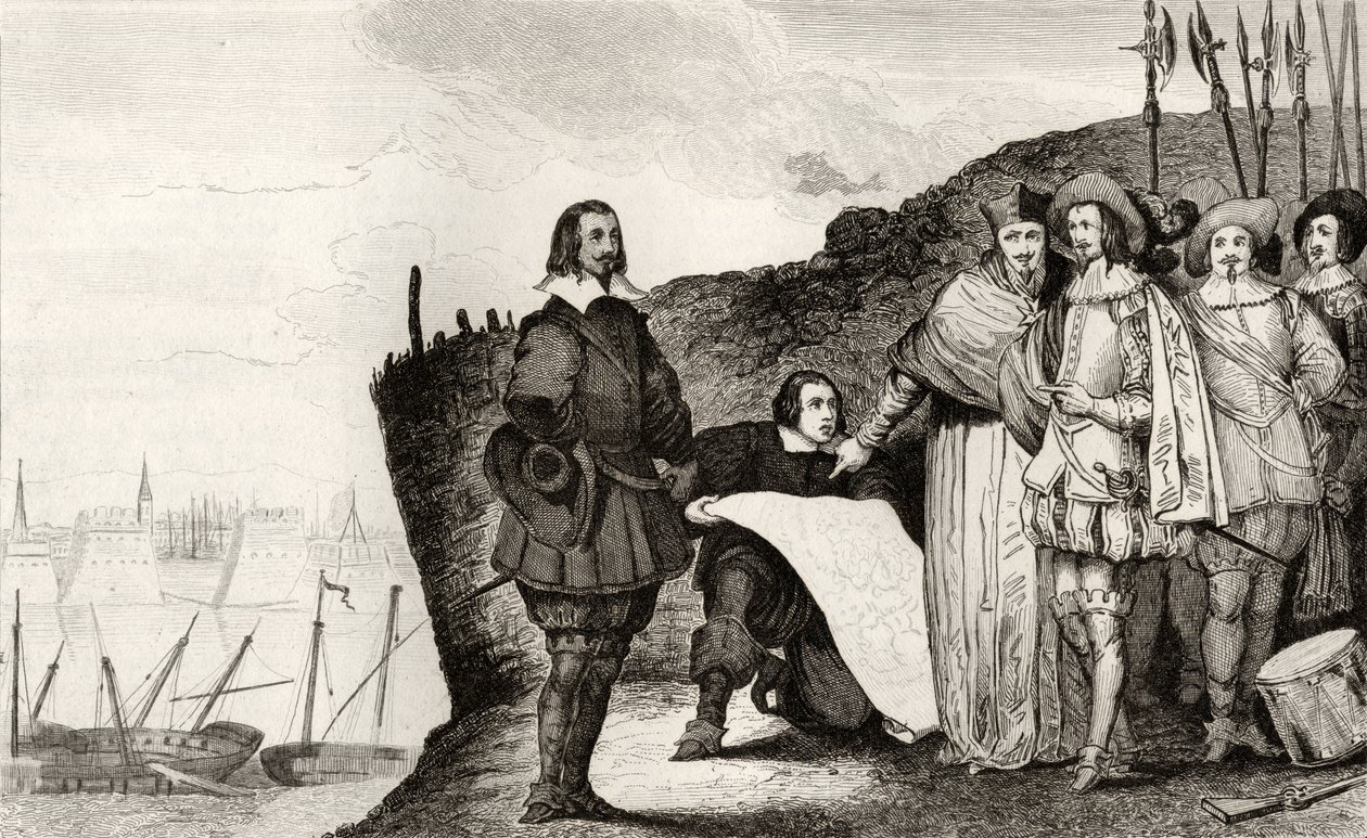 Ludvig XIII (1602-43) vid belägringen av La Rochelle i oktober 1628, från 