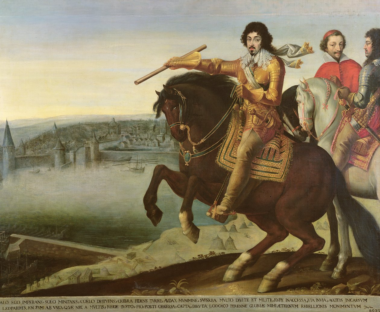 Ludvig XIII vid belägringen av La Rochelle av French School