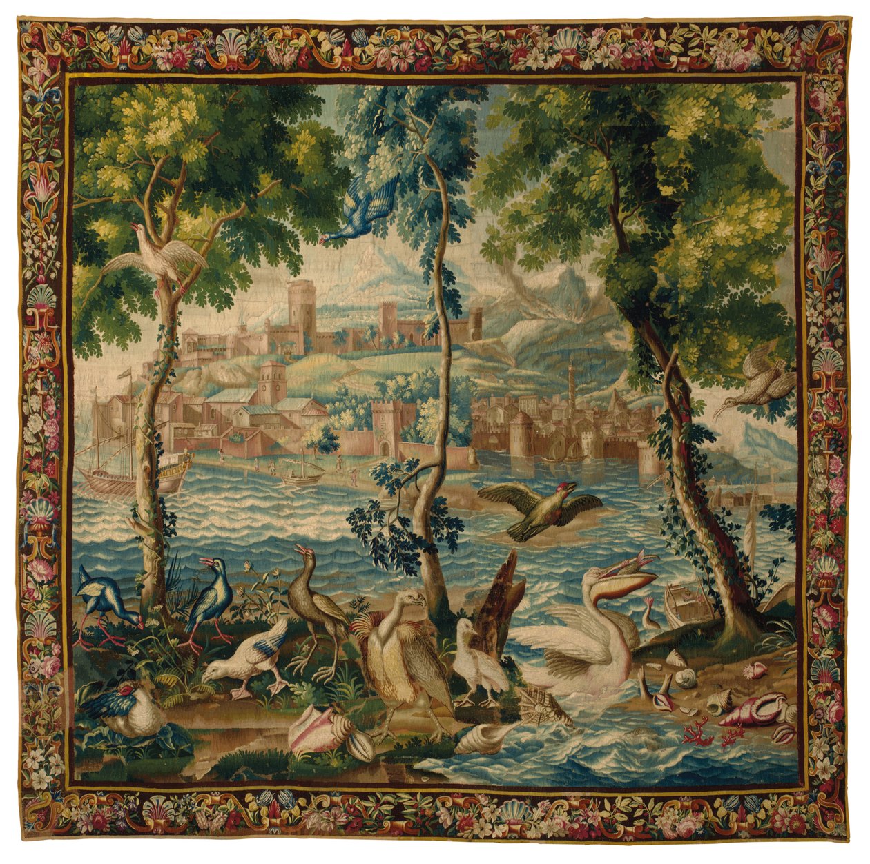Louis XIV Beauvais "seaports" gobeläng, c.1700 av French School