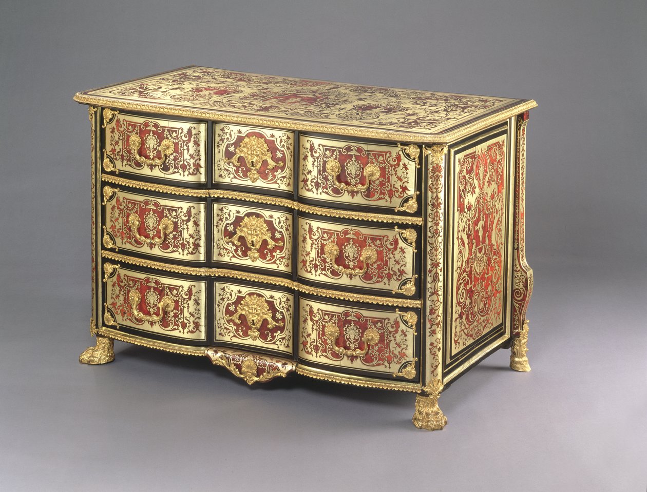 Louis XIV Boulle Commode, c.1700 (sköldpaddsskal, mässing och ormolu) (se även 220158) av French School