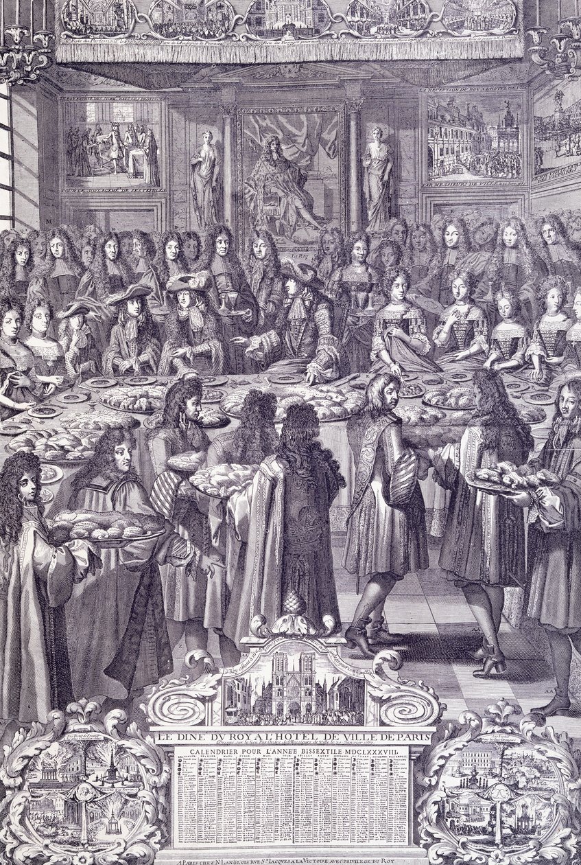 Ludvig XIV, hans folks kärlek och förtjusning, gravyr från Almanacco av French School