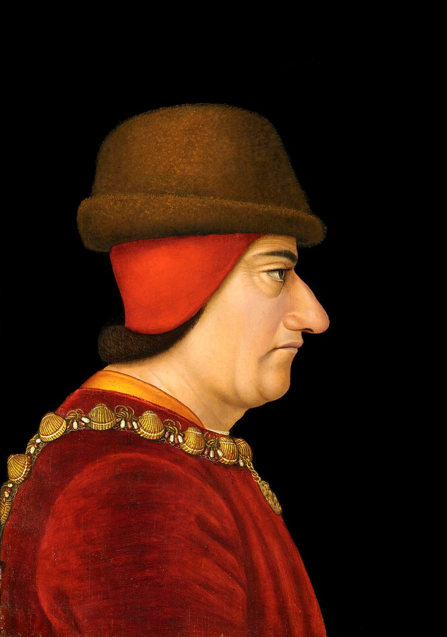 Ludvig XI (1423-83), kung av Frankrike (olja på duk) av French School