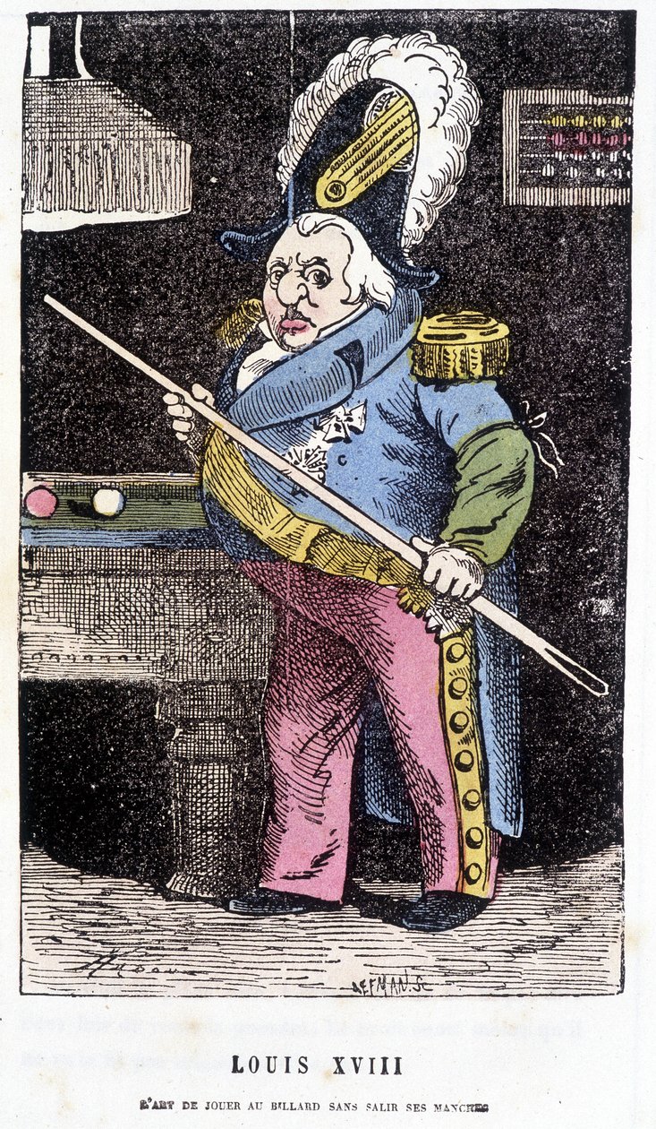 Ludvig XVIII spelar biljard - i "" Histoire de France Tintamarresque"" av Touchatout av French School