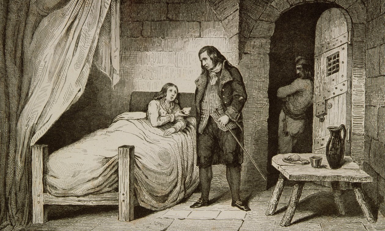 Ludvig XVII (1785-95) sjuk och fängslad, ur "Histoire de France" av Colart, publicerad omkring 1840. av French School