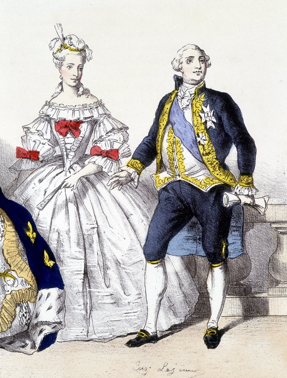 Louis XVI och Marie Antoinette - i "Den franska monarkin i tryck"" av French School