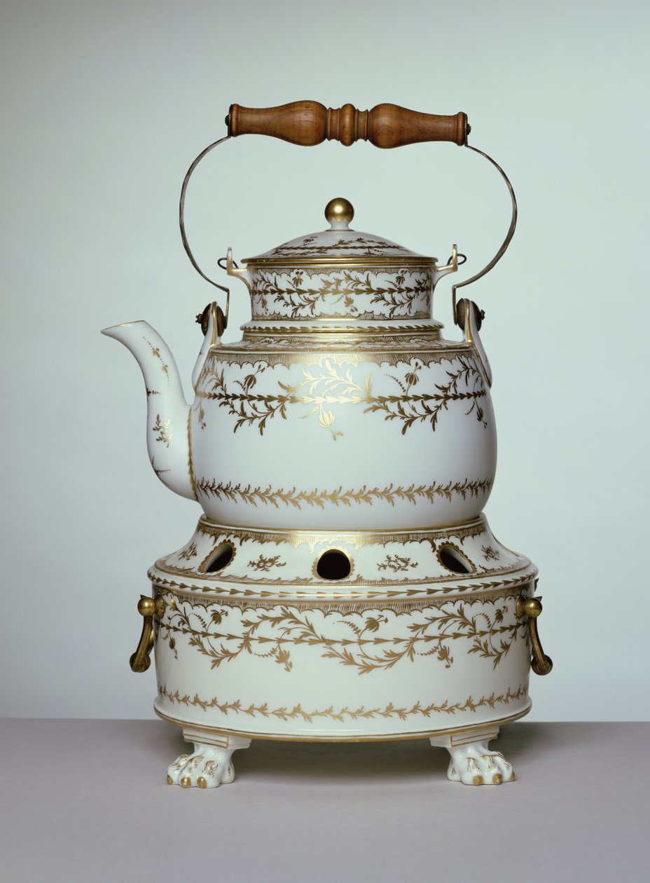 Louis XVI porslins vattenkokare och stativ tillverkade i Paris, ca 1775-91 (porslin) av French School