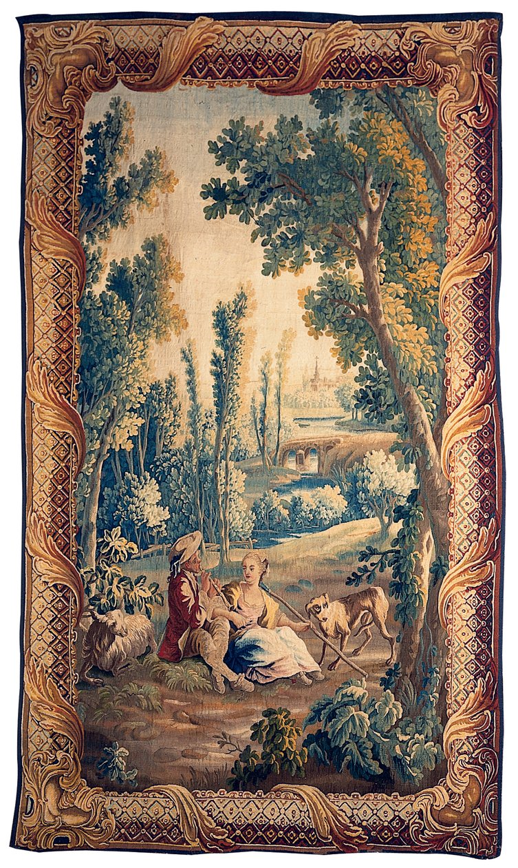 Ludvig XV Aubusson pastoral gobeläng av French School