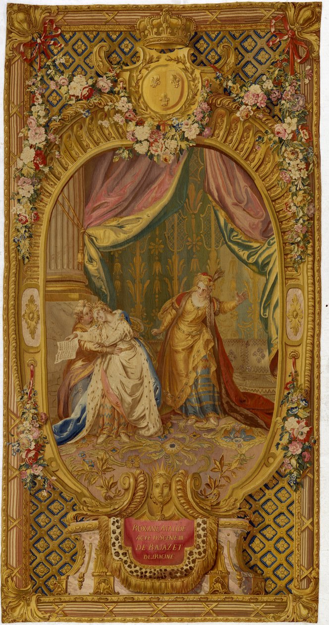 Louis XV Gobelins gobeläng från serien "Scenes d"Opera, de Tragedie et de Comedie", från den andra vävningen 1761-64 av French School