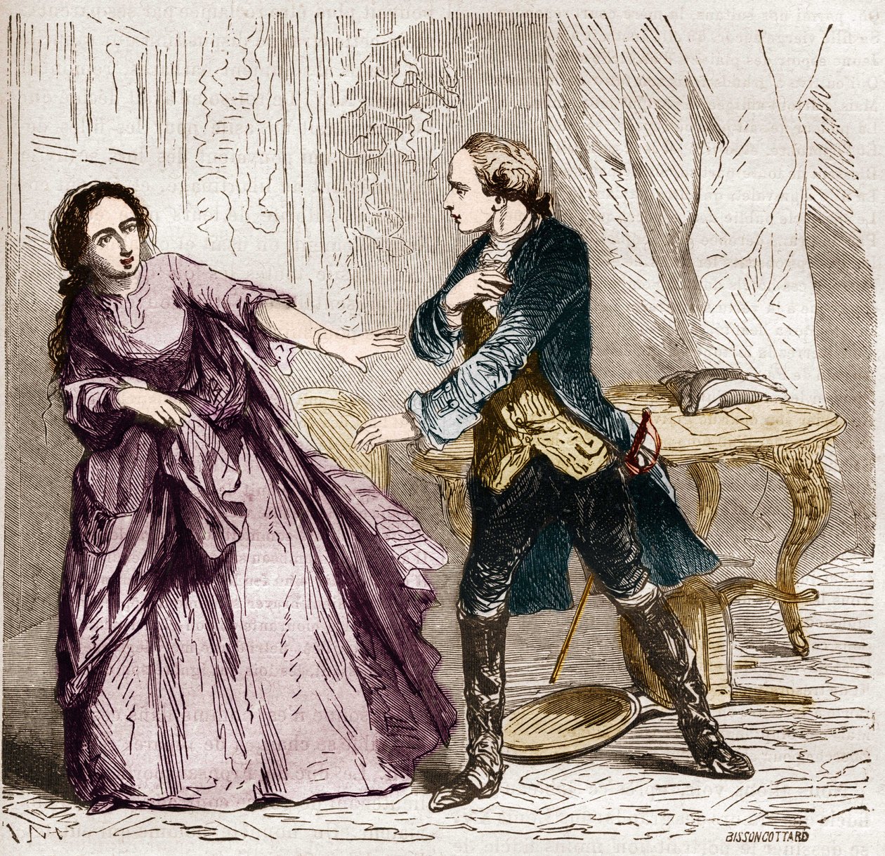 Ludvig XV kung av Frankrike (1710 -1774) med grevinnan (Madame) av Ventimiglia (1712-1741) hans älskarinna. I "Prostitutionens och utsvävningens historia bland alla världens folk från antiken till våra dagar" av Dr Th. -F. Debray. 1879. av French School