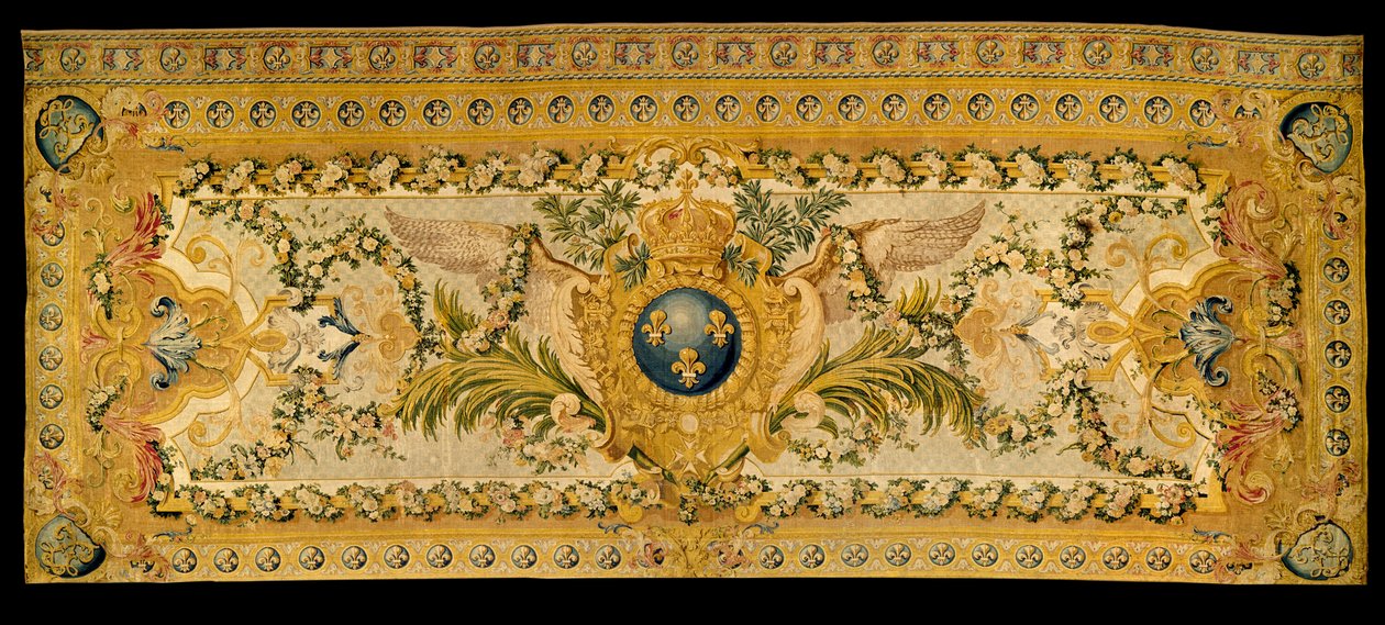 Louis XV-möbler: matta från läktaren i det kungliga kapellet i Versailles. Tillverkad av manufakturen i Chaillot. 1759 Versailles, slottets museum. av French School