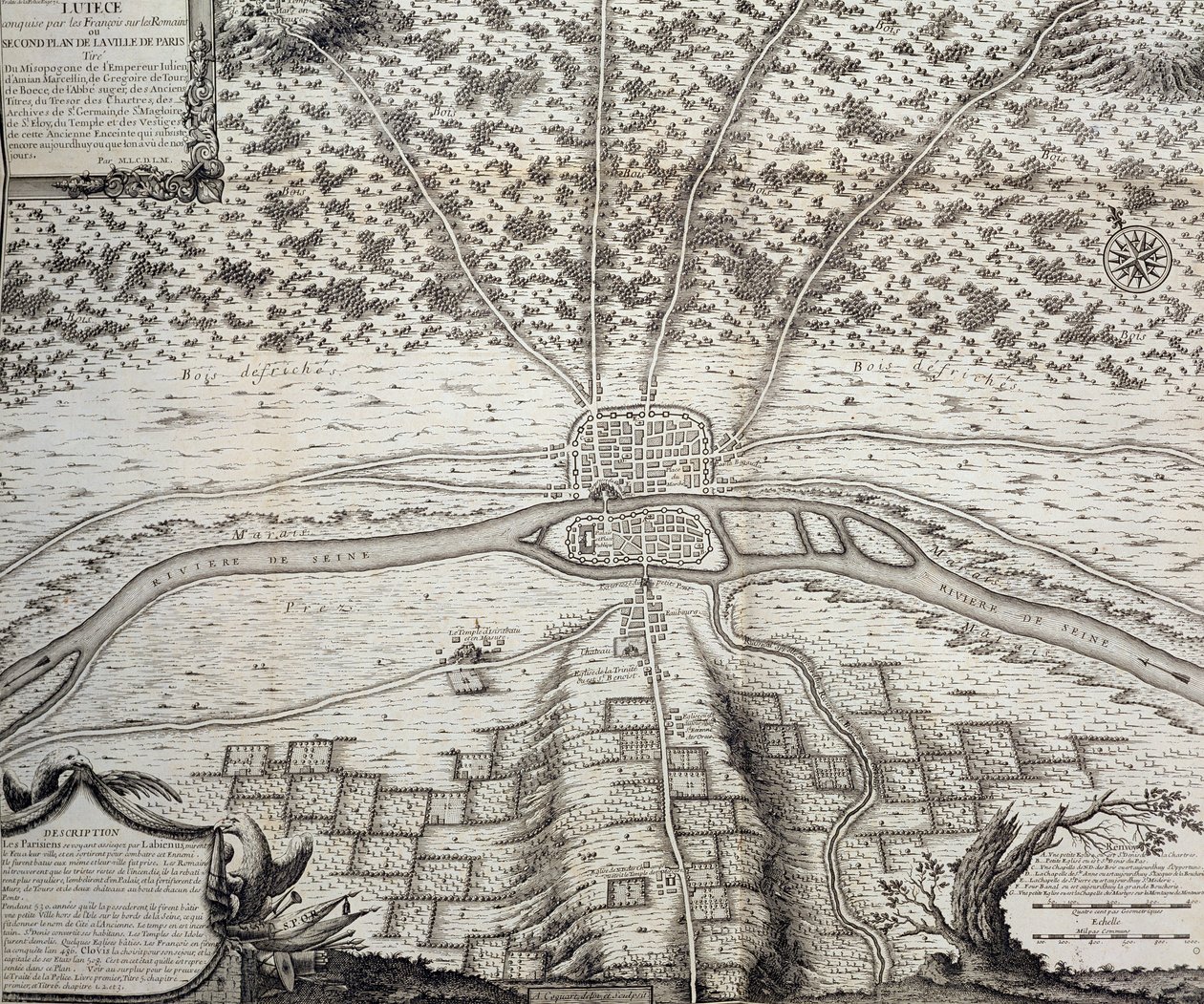 Lutetia eller Paris andra plan på 300- och 500-talen e.Kr., 1722 av French School