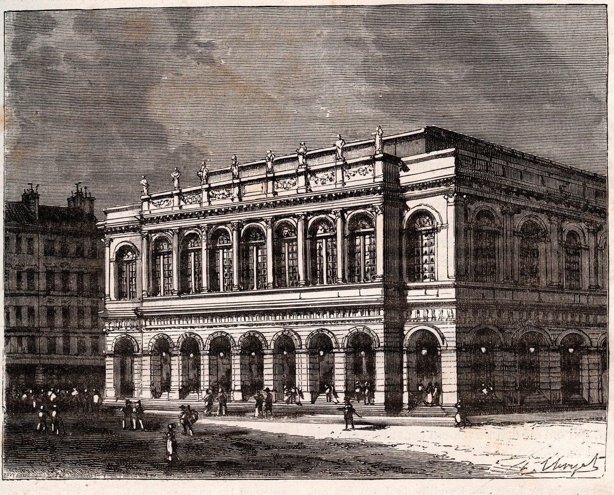 Lyon: Le Grand Theatre - gravyr i "La France illustree: geografi, historia, statistisk administration" av V.A. Malt-brunt. 1884 av French School