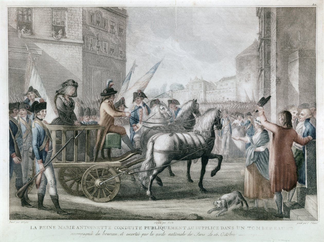 MARIE-ANTOINETTE förd till giljotinen, 16 oktober av French School
