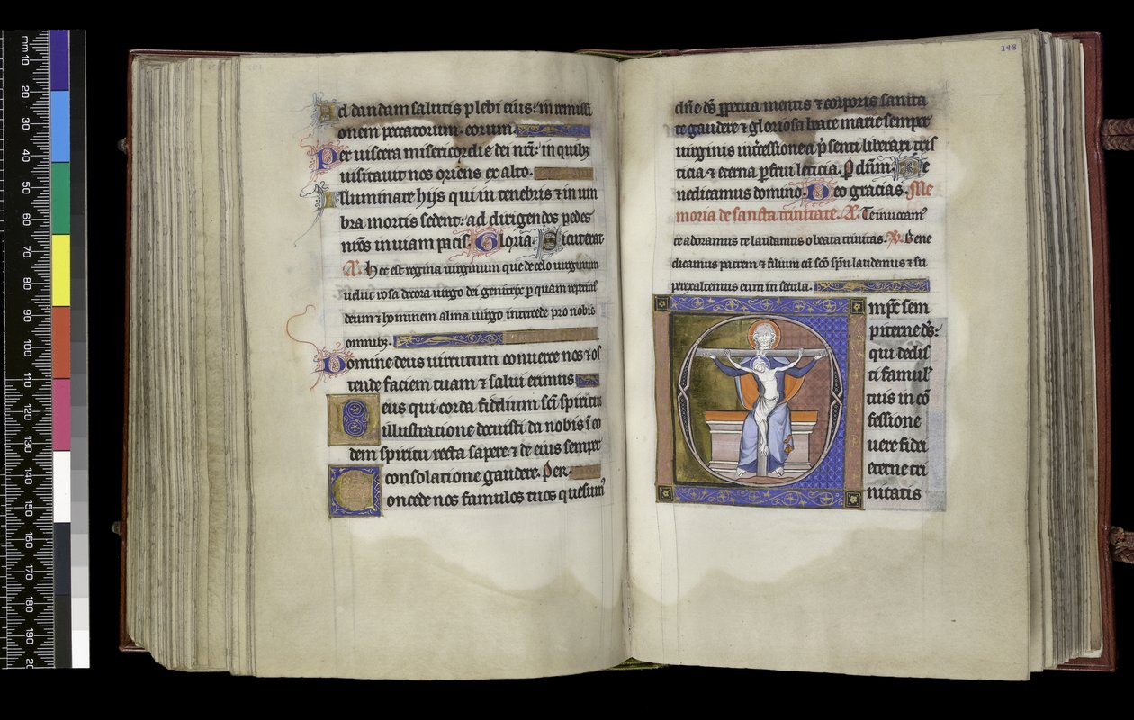 MS 300 f.197v-198r, Rösträtt till treenigheten, från Isabellas psalter och timmar, Paris, ca 1265-70 (penna & bläck och tempera på pergament) av French School