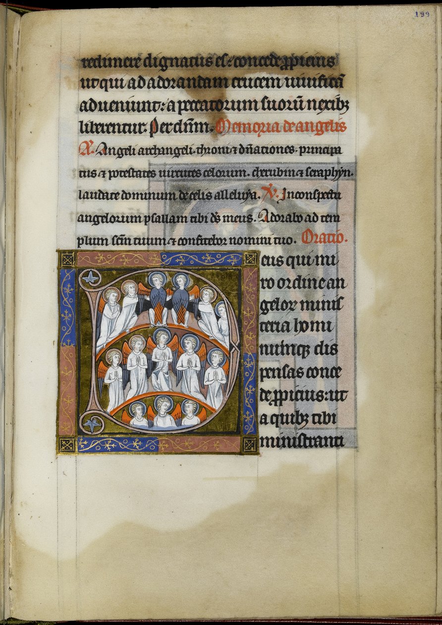 MS 300 f.199r, rösträtt åt änglarna, folio från Isabelle av Frankrikes Psalter-Hours, c.1265-70 (penna & bläck, tempera och guld på veläng) av French School
