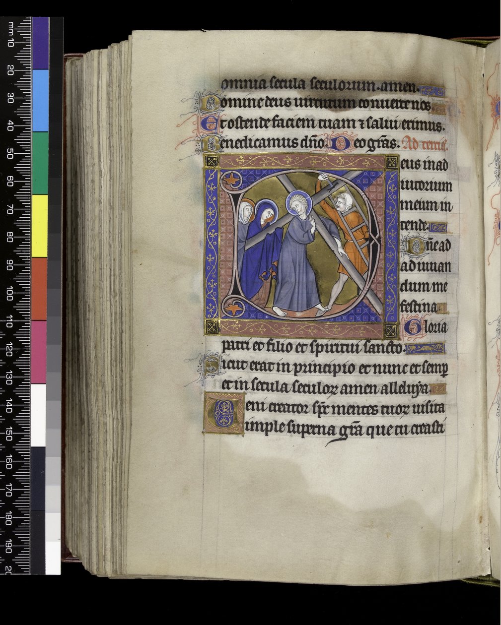 MS 300 f.212v, Terce, från Isabellas Psalter and Hours of France, Paris, c.1265-70 (penna & bläck och tempera på pergament) av French School