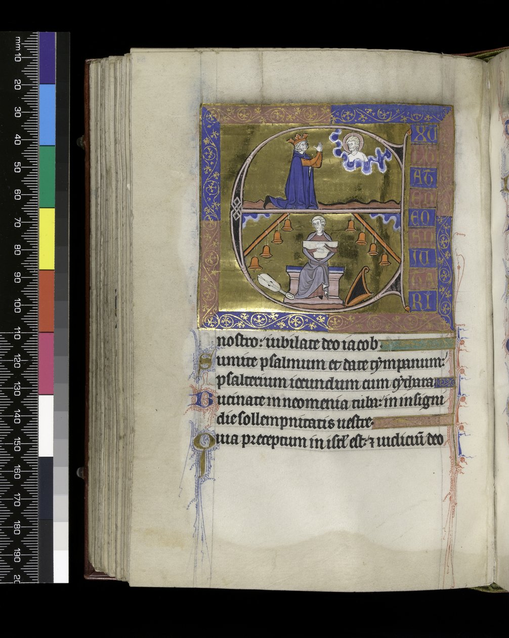 MS 300 f.89v, David ber till Gud av French School