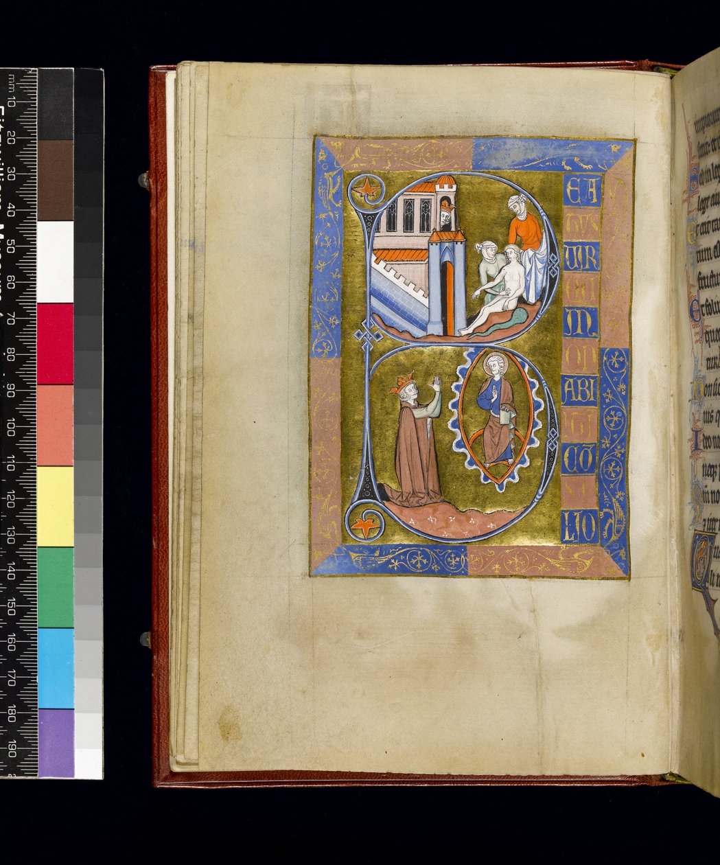 MS 300 f.XIII, folio från Psalter and Hours of Isabella of France, Paris, c.1265-70 (penna & bläck och tempera på pergament) av French School