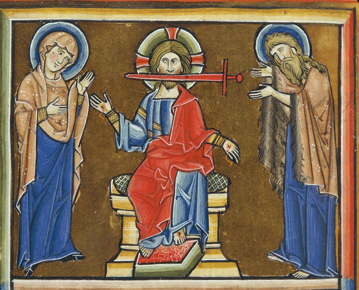 MS CXXXVII, Apokalypsens Kristus, från Sankt Elizabeths psalter (tempera & bladguld på veläng) av French School
