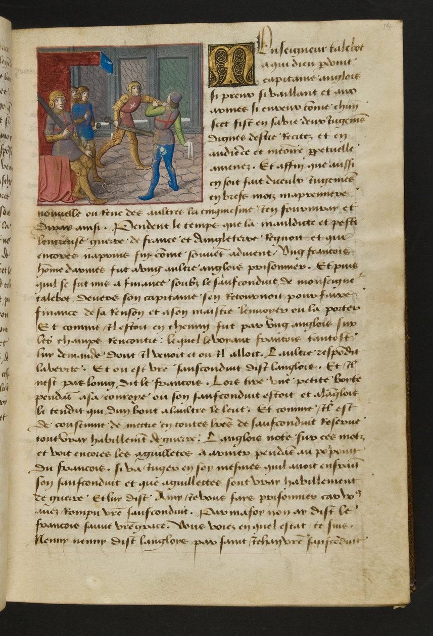 MS Hunter 252 014r Sida från Hundred New News, c.1461-62 av French School