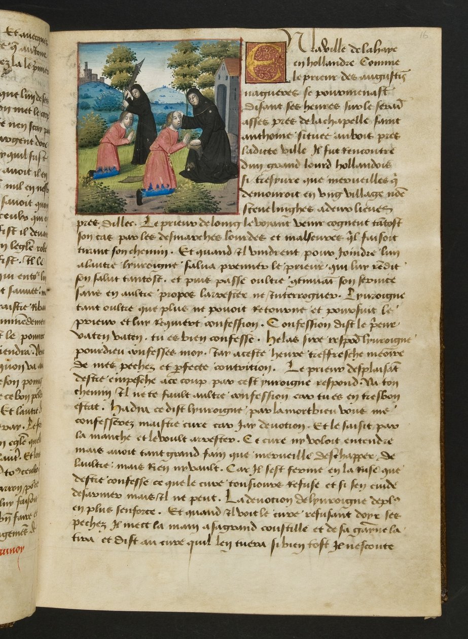 MS Hunter 252 016r Sida från Hundred New News, c.1461-62 av French School