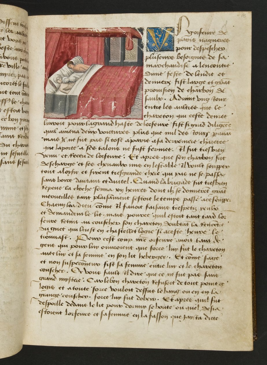 MS Hunter 252 018r-sida från Hundred New News, c.1461-62 av French School
