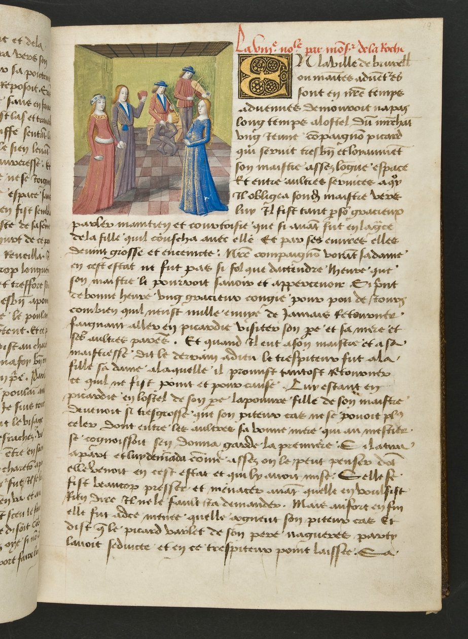 MS Hunter 252 019r-sida från Hundred New News, c.1461-62 av French School