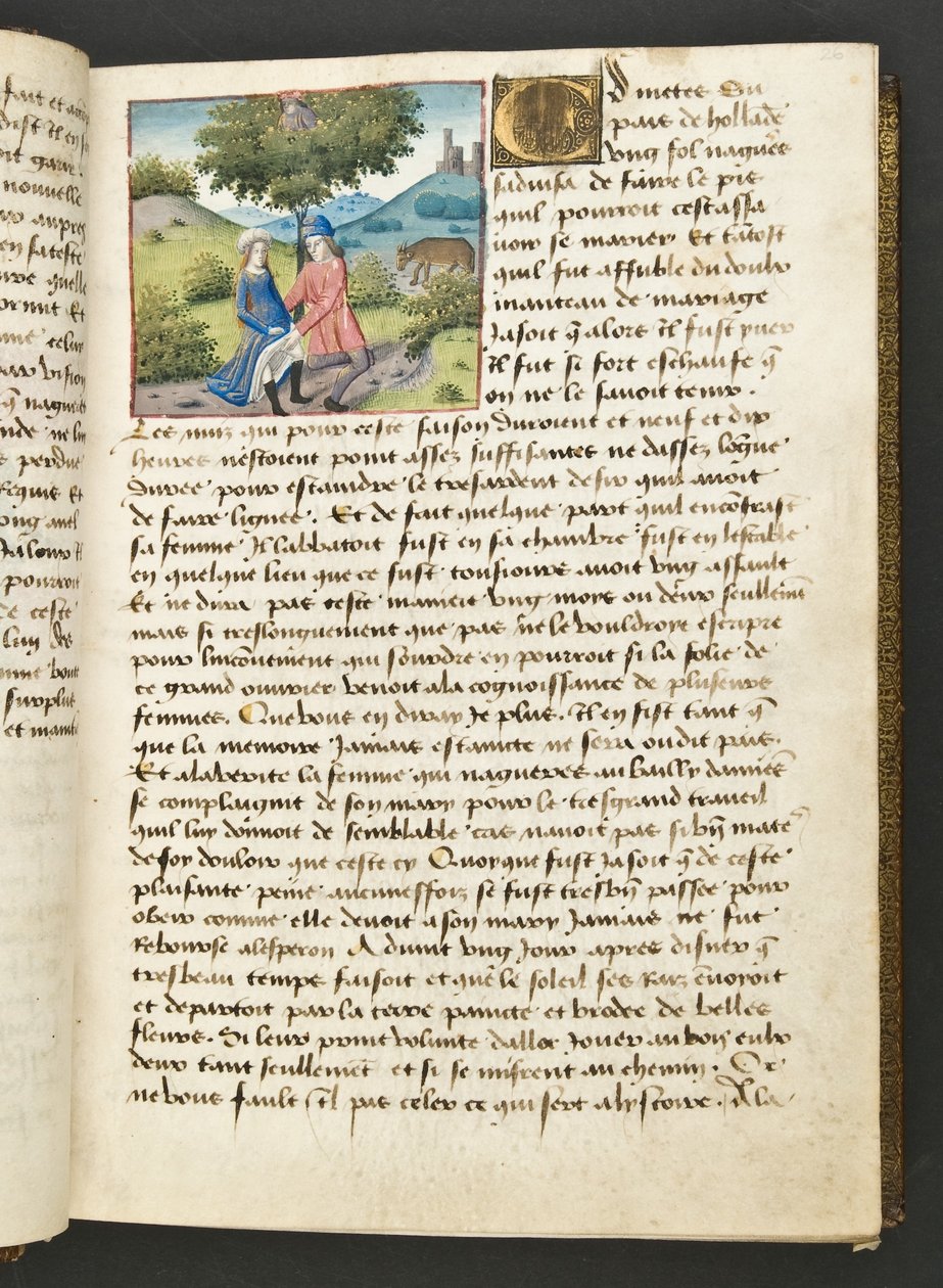 MS Hunter 252 026r Sida från Hundred New News, c.1461-62 av French School