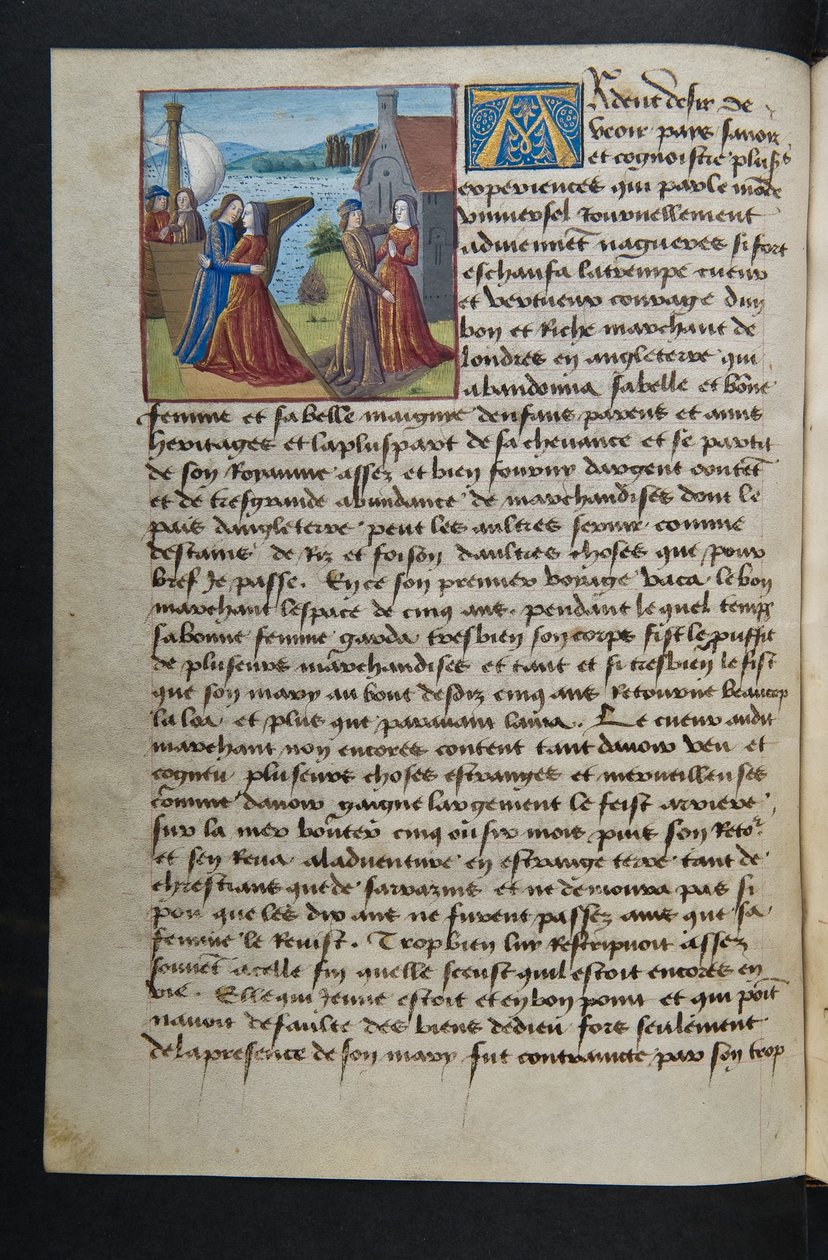 MS Hunter 252 040v Sida från Hundred New News, c.1461-62 av French School