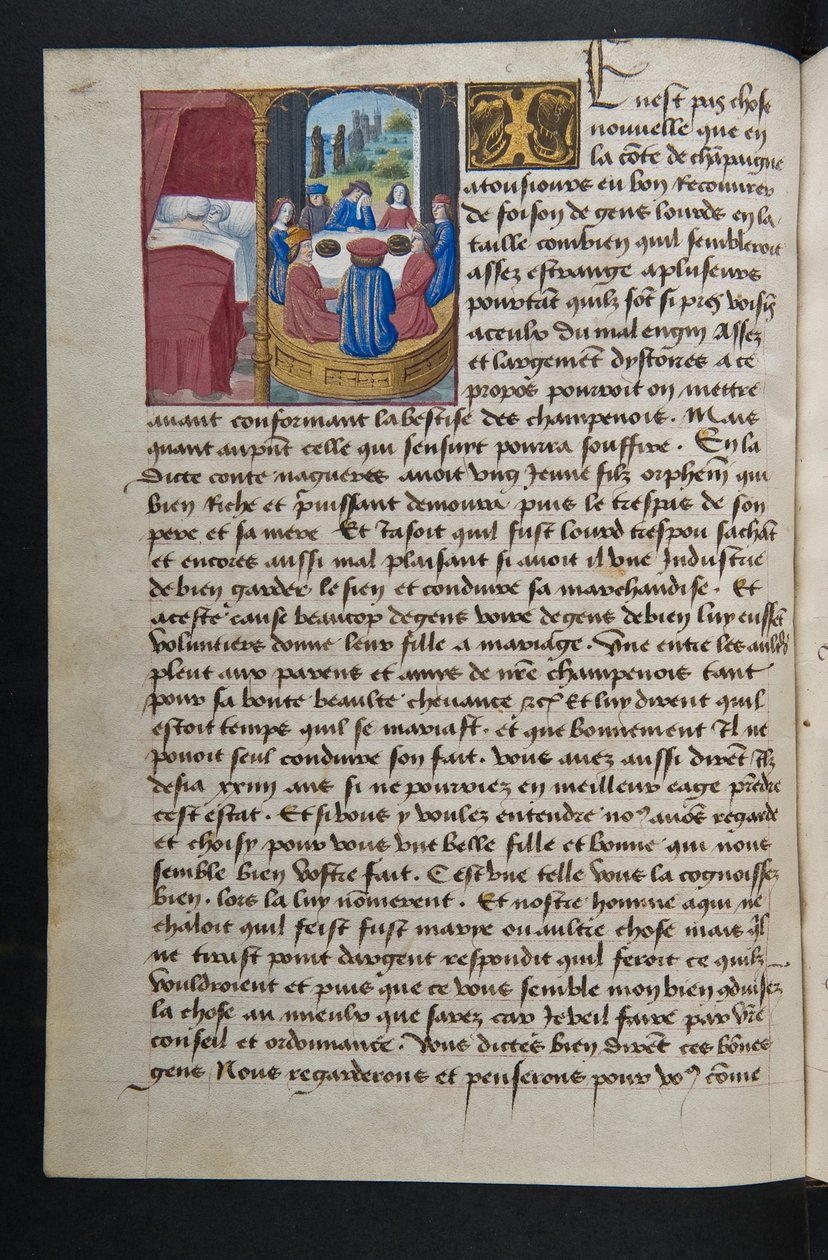 MS Hunter 252 042v Sida från Hundred New News, c.1461-62 av French School