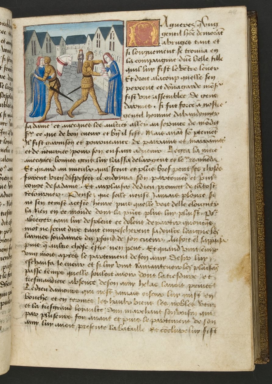 MS Hunter 252 048r-sida från Hundred New News, c.1461-62 av French School