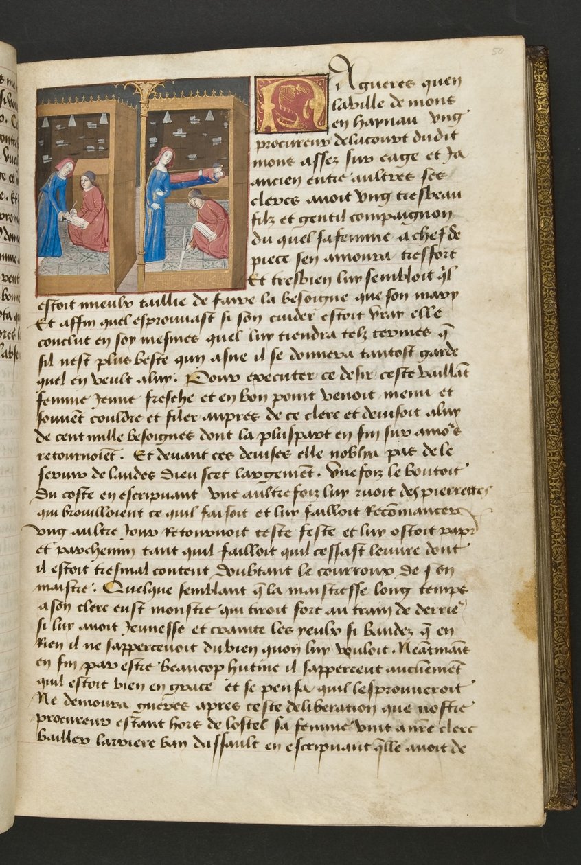 MS Hunter 252 050r-sida från Hundred New News, c.1461-62 av French School