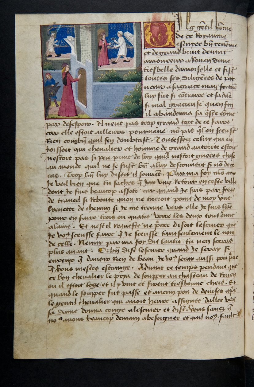 MS Hunter 252 072v Sida från Hundred New News, c.1461-62 av French School