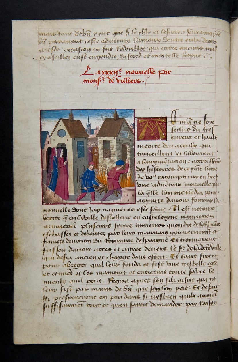 MS Hunter 252 075v Sida från Hundred New News, c.1461-62 av French School
