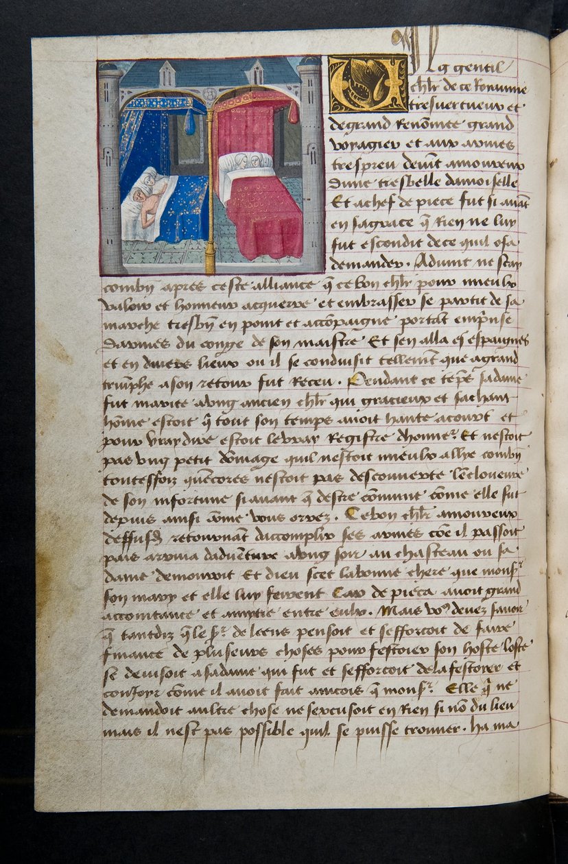 MS Hunter 252 087v Sida från Hundred New News, c.1461-62 av French School