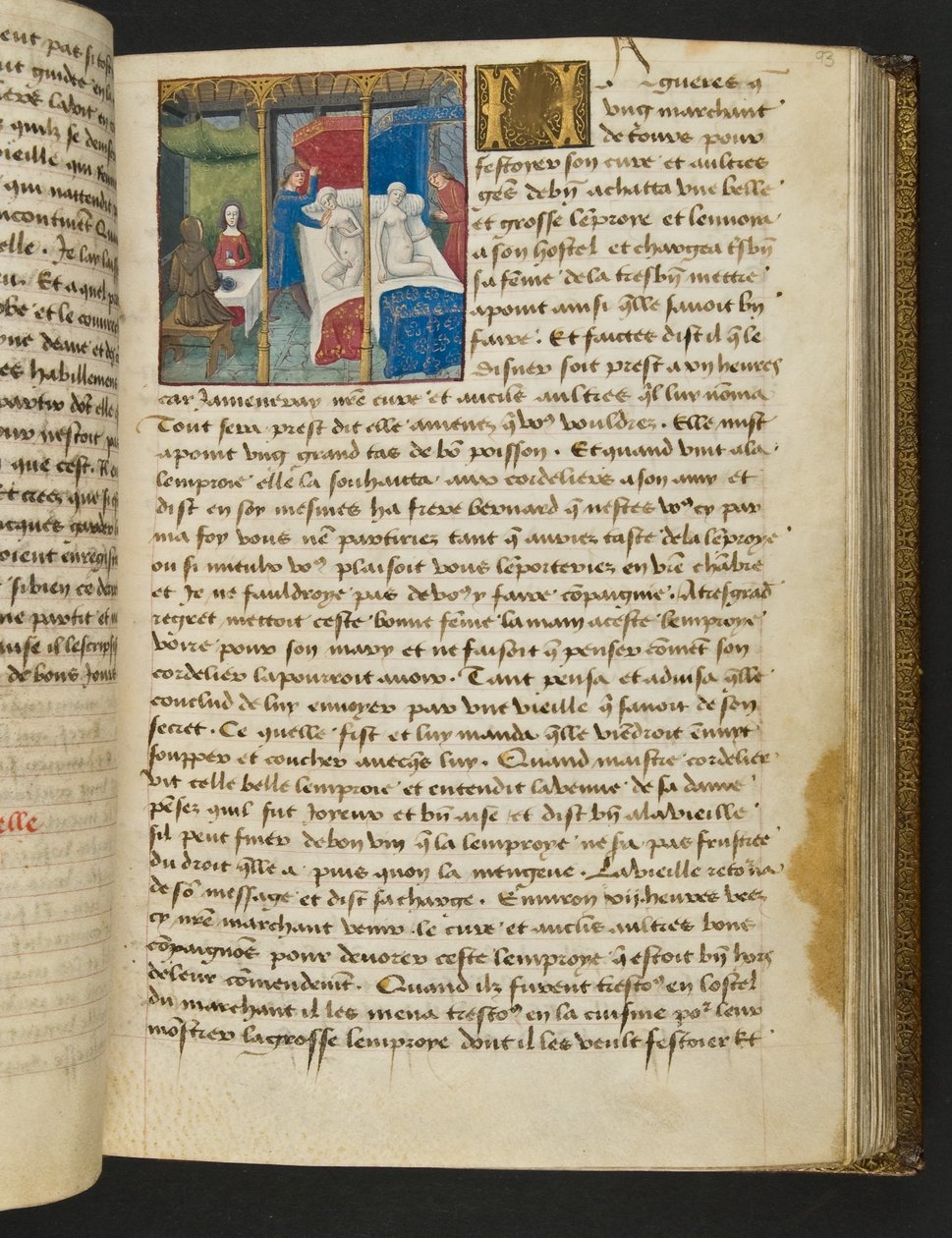 MS Hunter 252 093r Sida från Hundred New News, c.1461-62 av French School