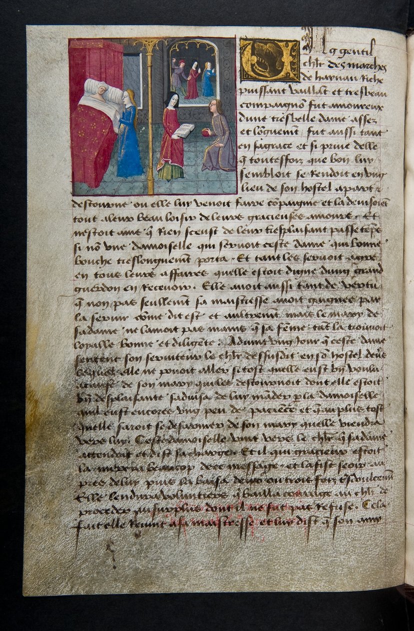 MS Hunter 252 095v Sida från Hundred New News, c.1461-62 av French School